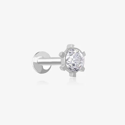 Silver Floral CZ Nose Pin-Silver