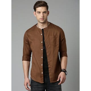 OOKO KAKA Men's Mandarin Collar Casual Shirt