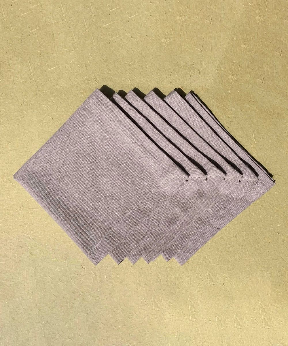 Set Of 6 Taupe ( Light Brown) Cotton Solid Table Napkin (L-16in,W-16in)