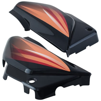 Side Panel / Side Cowl Set Fit For Hero Splendor Pro (Black Alloy Wheels) Black (Orange Sticker)