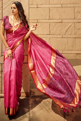 Dark Pink Patola Silk Saree