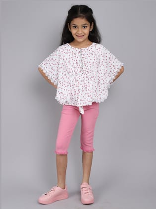 Half Sleeve Top & Pant with Pink Color for kids-7-8 Yr / Pink / Cotton