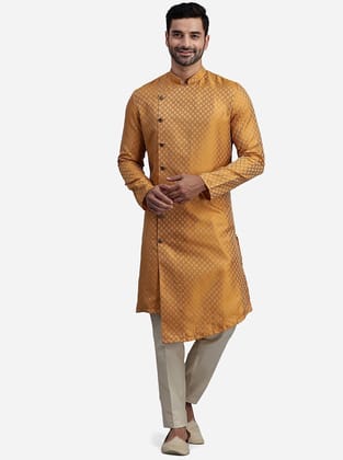 Gold Yellow Kurta for Men-36 / Yellow / Jacquard
