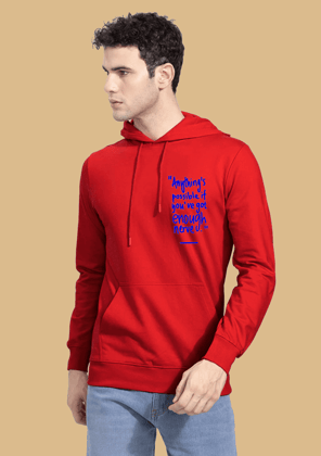 Anything Printed Red Hoodie By Offmint-S