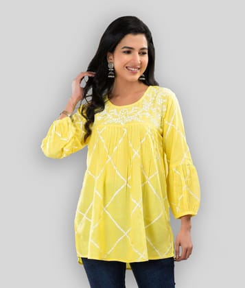 FABRR - Rayon Yellow Womens A-Line Top ( Pack of 1 ) - None