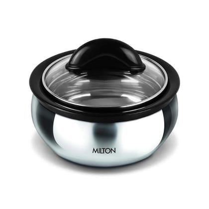 Milton Clarion Stainless Steel Insulated Casserole with Glass Lid | Silver | 1 Pc