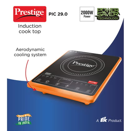 Prestige PIC 29.0 Induction Cooktop 2000 W with Pre-set Indian Menu Options (Orange)