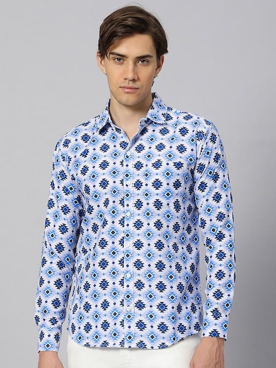 Classic Fit Geometric Printed Casual Shirt