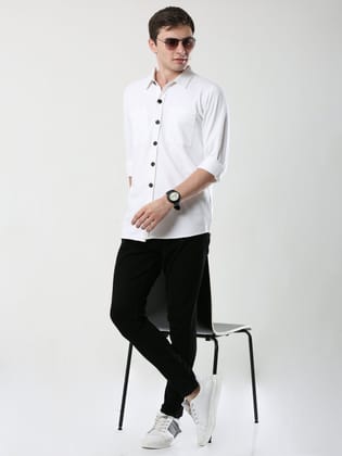 White Double Pocket Royal Knit overshirt - UNISEX-M / White