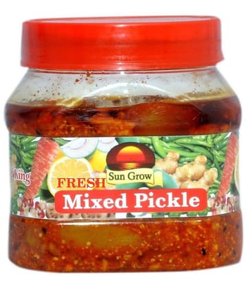 Sun Grow Fresh Yummy Mixed Pickle Achaar (Mixed Vegetable, Mango, Lime, Green Chilli, Carrot, Ginger) Pickle 500 g