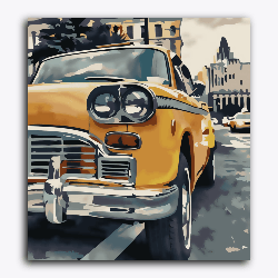 New York Taxi- Cafe Studio-Without Frame / 18x20 inch / 24 Palette