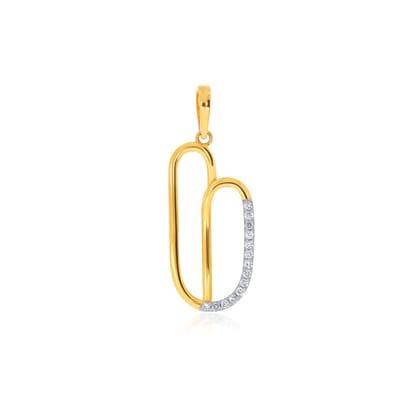 Senco Gold 18K Yellow Gold Dramatic Ovals Diamond Pendant (Gold Weight -  1.5 g / 0.14 Ct / HI-SI)