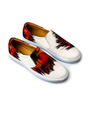 Men Printed Canvas Slip-On Sneakers