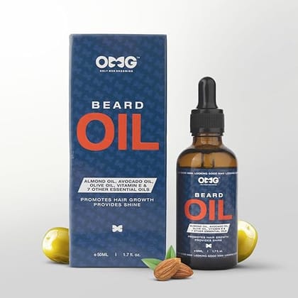 OMG 100% Natural Beard Oil - Enriched With Vitamin E, Promotes Hair Growth & Shine, 50 ml