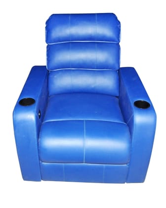 Single Seater Motorised Mechanism Blue Finish Recliner Blue-Blue