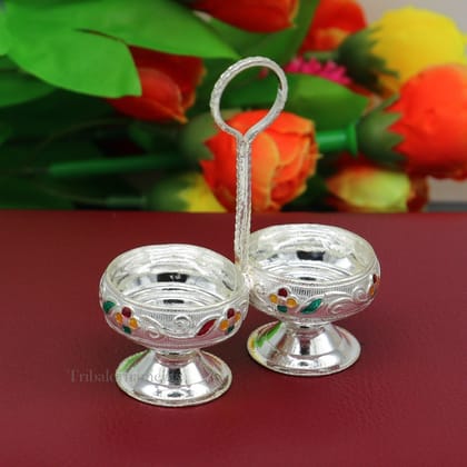 925 sterling silver handmade customized work puja utensils, silver Tilak bowl, kesar chaindan kumkum patra/ bowl, silver article su555