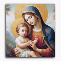 Mother Marry and Jesus-Without Frame / 18x20 inch / 24 Palette