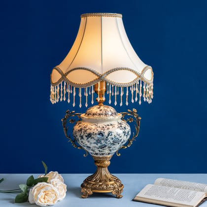 Victorian Charm Decorative Ceramic Table Lamp-Height - 26 Inches & Width - 15 Inches / Ceramic / Available