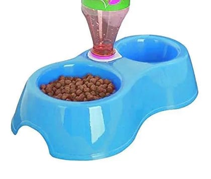 2 In 1 Anti Slip Food Bowl With Water Bowl For Dog / Cat / Puppy / Kitten and Other Pets (Blue)