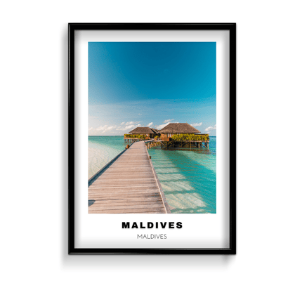 Maldives Colored City Art-A4 / Art Paper Print / Black Frame