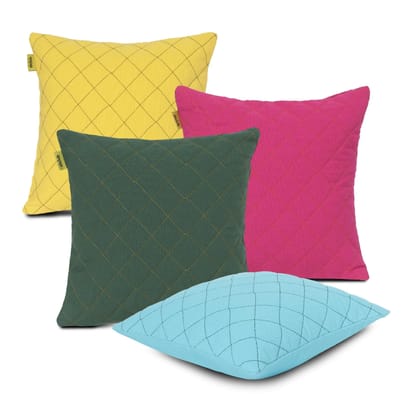 Plush Quilted Cushion Cover | Large | SET OF 4 | 18x18" Inches