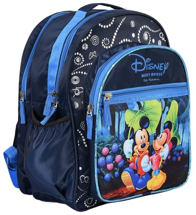 Heart Home School Bag For Girls BoysDisney Mickey  Minnie Print Kids School Bag3 Compartment With Durable Zip Blue-Heart Home School Bag For Girls, Boys|Disney Mickey & Minnie Print Kids School B