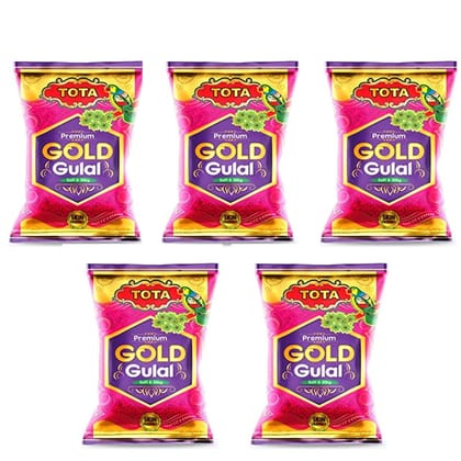 Herbal Gold Gulal Holi Talc-Free and Chemical Free Natural Color for Holi-Pack Of 5