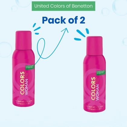 United Colors of Benetton Women Pink For Her Deodorant, 150 ml -Pack of 2