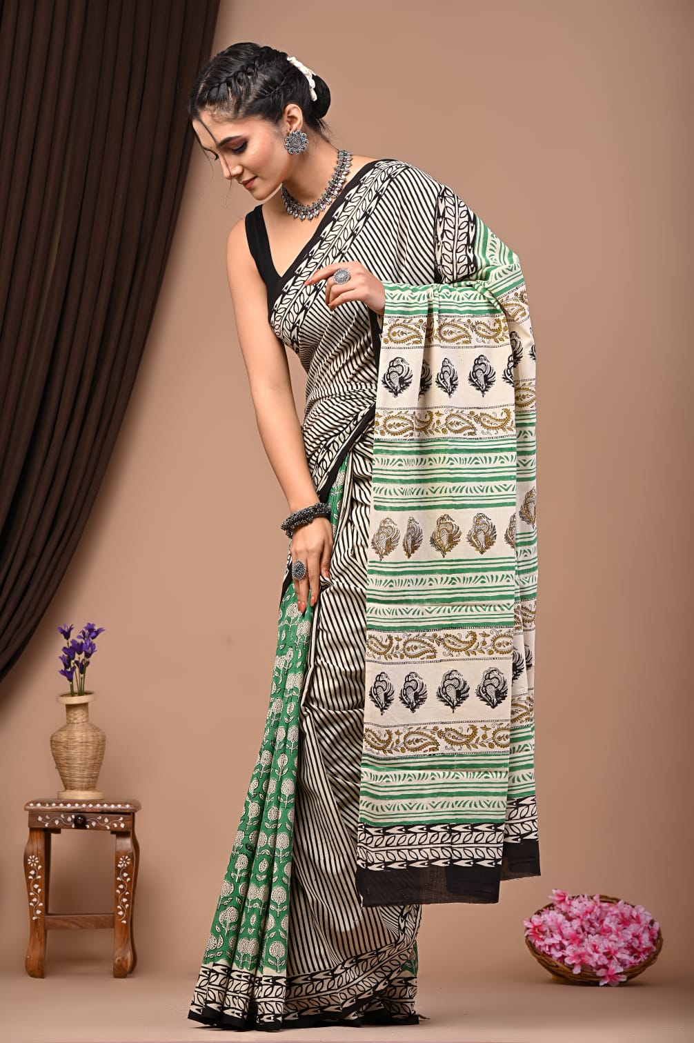 JAIPUR HANDBLOCK PRINT Exclusive collection of Bagru and Dabu handblock printed pure Cotton Mulmul Sarees with blouse piece.