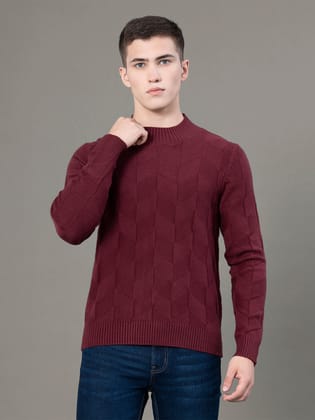 Red Tape Mock Neck Pattern Sweater for Men | Ultimate Comfort