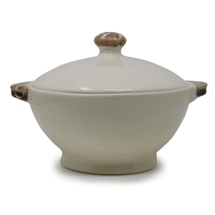 Ceramic Handi or Donga or Pot or Casserole 2500 ml-White