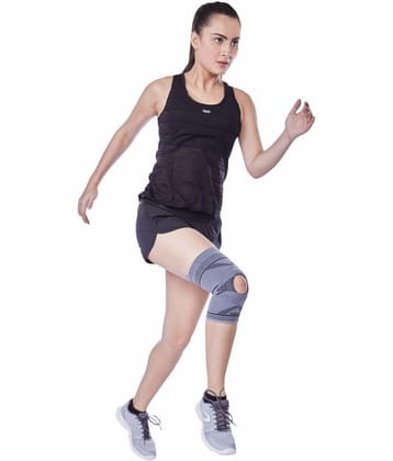 Vissco Knee Cap With Open Patella |Ideal mild support to reduce pressure on patella & provide Pain Relief - Color - Grey (Single Piece) - Medium - None