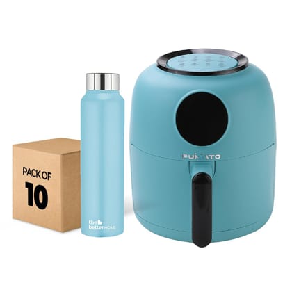 The Better Home FUMATO Aerochef Air fryer With Digital Touchscreen Panel 4.5L Light Blue  Stainless Steel Water Bottle 1 Litre Pack of 10 Blue-The Better Home FUMATO Aerochef Air fryer With Digit