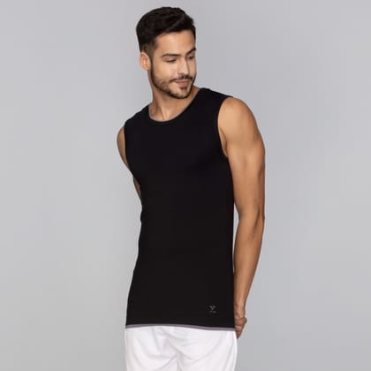 Activo Combed Cotton Gym Vest Black Knight S