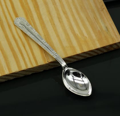 fabulous sterling silver handmade solid silver4.6" spoon kitchen utensils, vessels, silver has antibacterial properties, stay healthy sv60