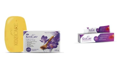 Kozicare Saffron Soap Pack of 3, 15g Face Cream for Glowing Skin, Kojic Acid, Alpha Arbutin, Niacinamide, Bath Soap for Men & Women-Kozicare Saffron Soap (Pack of 3) & Face Cream - 15g | Saffron 