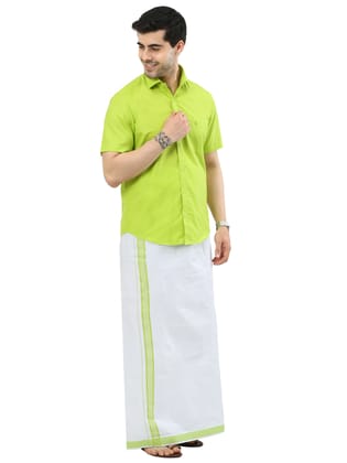 COLOUR MATCHING DOUBLE DHOTI SET HALF SLEEVE - 21001-36 / Half Sleeve