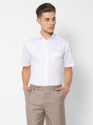 White Solid Formal Shirt-L/40