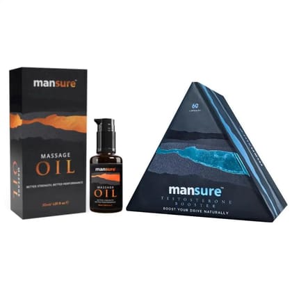 ManSure Combo - Massage Oil and TESTOSTERONE BOOSTER Capsules For Men