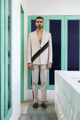 Iqrar Ivory Pure Linen Suit Set-XS/34