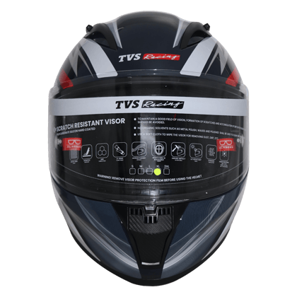 TVS Racing Full face Graphics Helmet  White & Black M