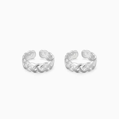 Silver Elegant Twist Toe Rings