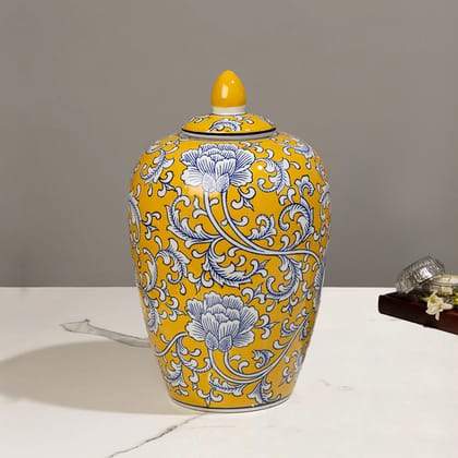 Floral Story Decorative Ceramic Vase And Showpiece - Medium-Ceramic / Yes / Height - 13 Inches & Width - 7 inches