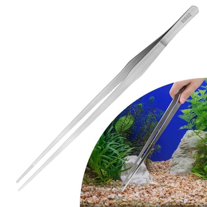 Buraq 11 Inch Straight Tweezers for Arranging Aquatic Plants | Feeding Tool | Designed with Anti-Rust | Sturdy & Durable | Aquarium Accessories for Fish Tank (Straight TWEEZER)
