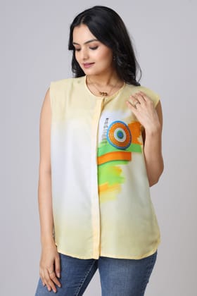 The Freedom Edit: Women's Sleeveless Shirt-XXS / White / SH0039-DPLZ000299-1.8-NIL-NIL-NIL-NIL-THY02-FS001-NIL-BT002-6-NIL-NIL-NIL