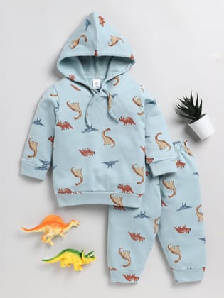 Blue Dino Print Co-ord Hoodie Set-4-5 y