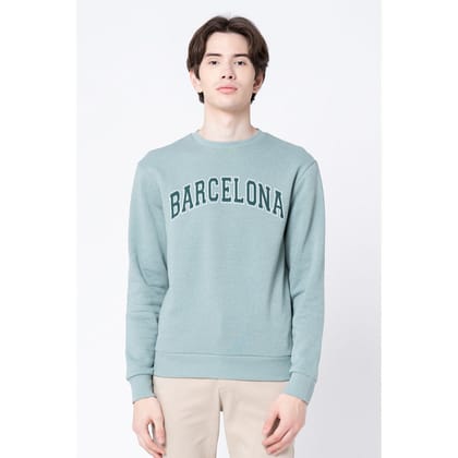 Red Tape Men's Green Melange Printed Sweatshirt