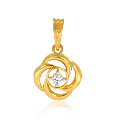 Senco Gold Twisting Bloom Solitaire Pendant