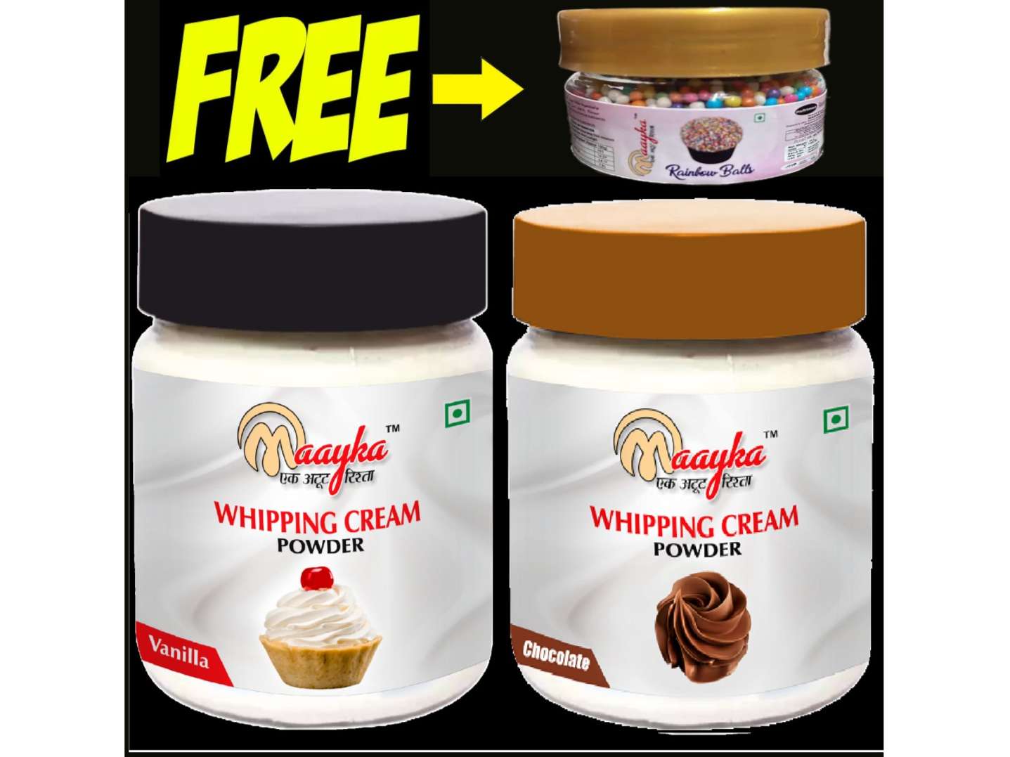 Maayka Vanilla  Whipping Cream & Cocoa Powder | Pack of 3