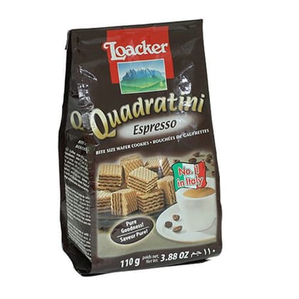 Loacker Quadratini Wafer - Espresso, 110 g Pouch